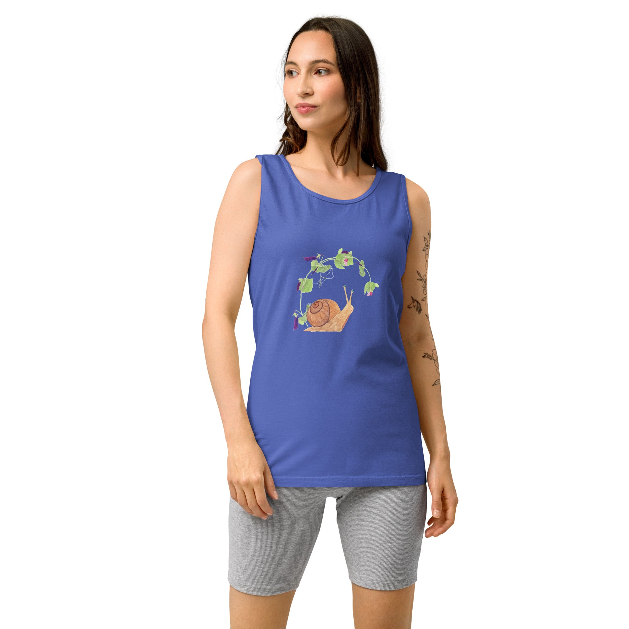 Snail with Sugar Snap Pea Unisex Tank Top - Gardener Shirt