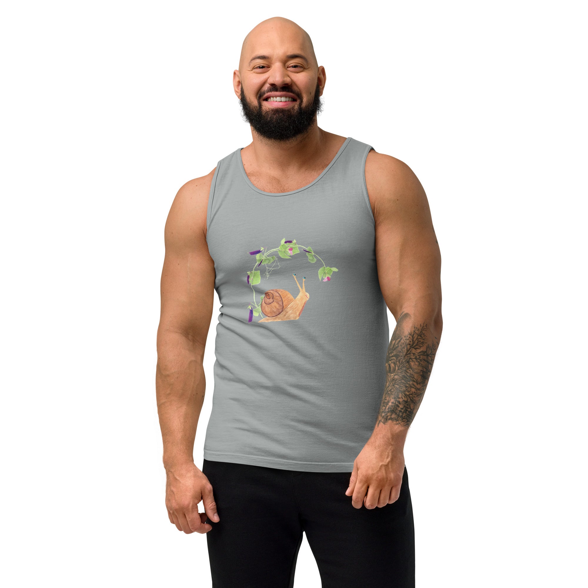 Snail with Sugar Snap Pea Unisex Tank Top - Gardener Shirt