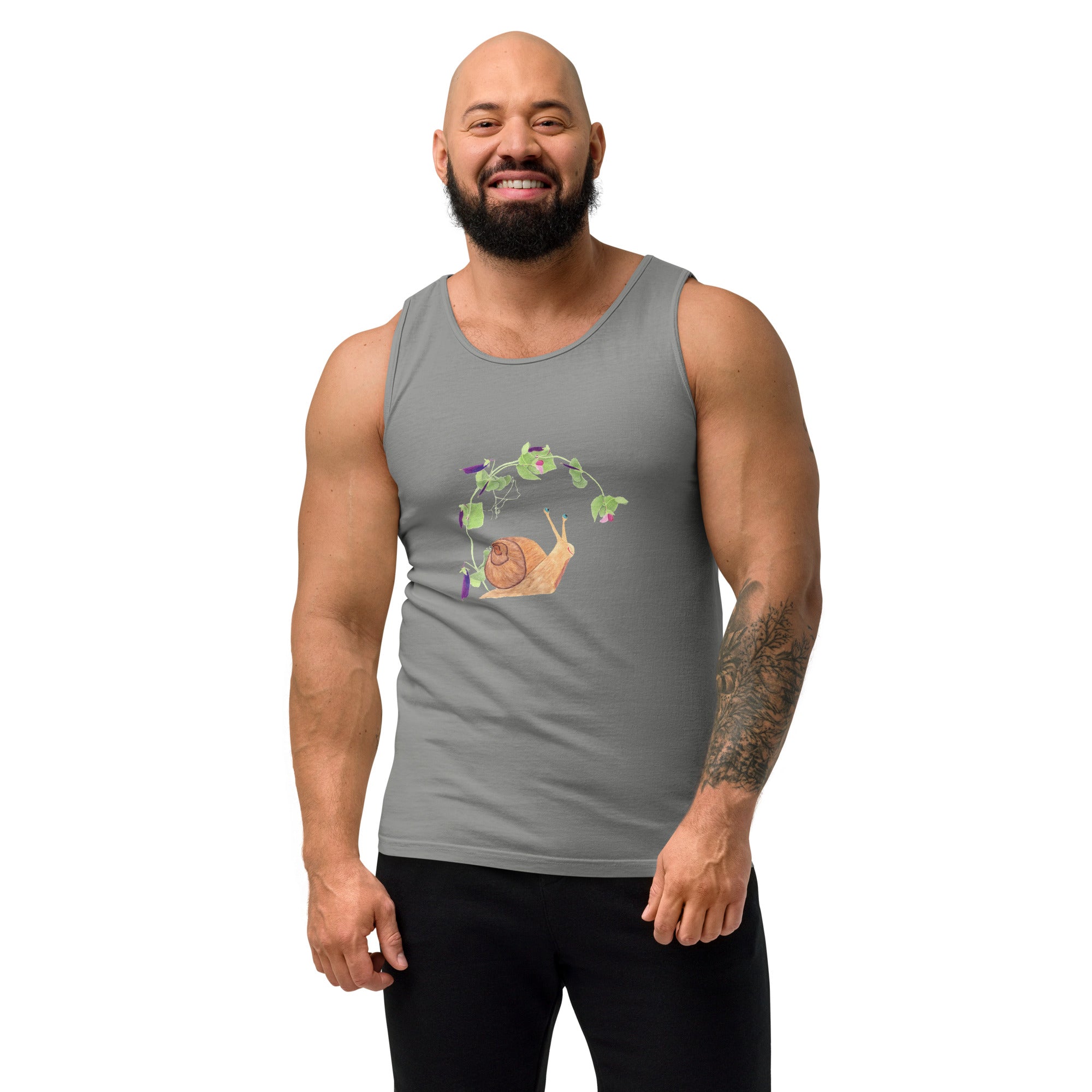 Snail with Sugar Snap Pea Unisex Tank Top - Gardener Shirt
