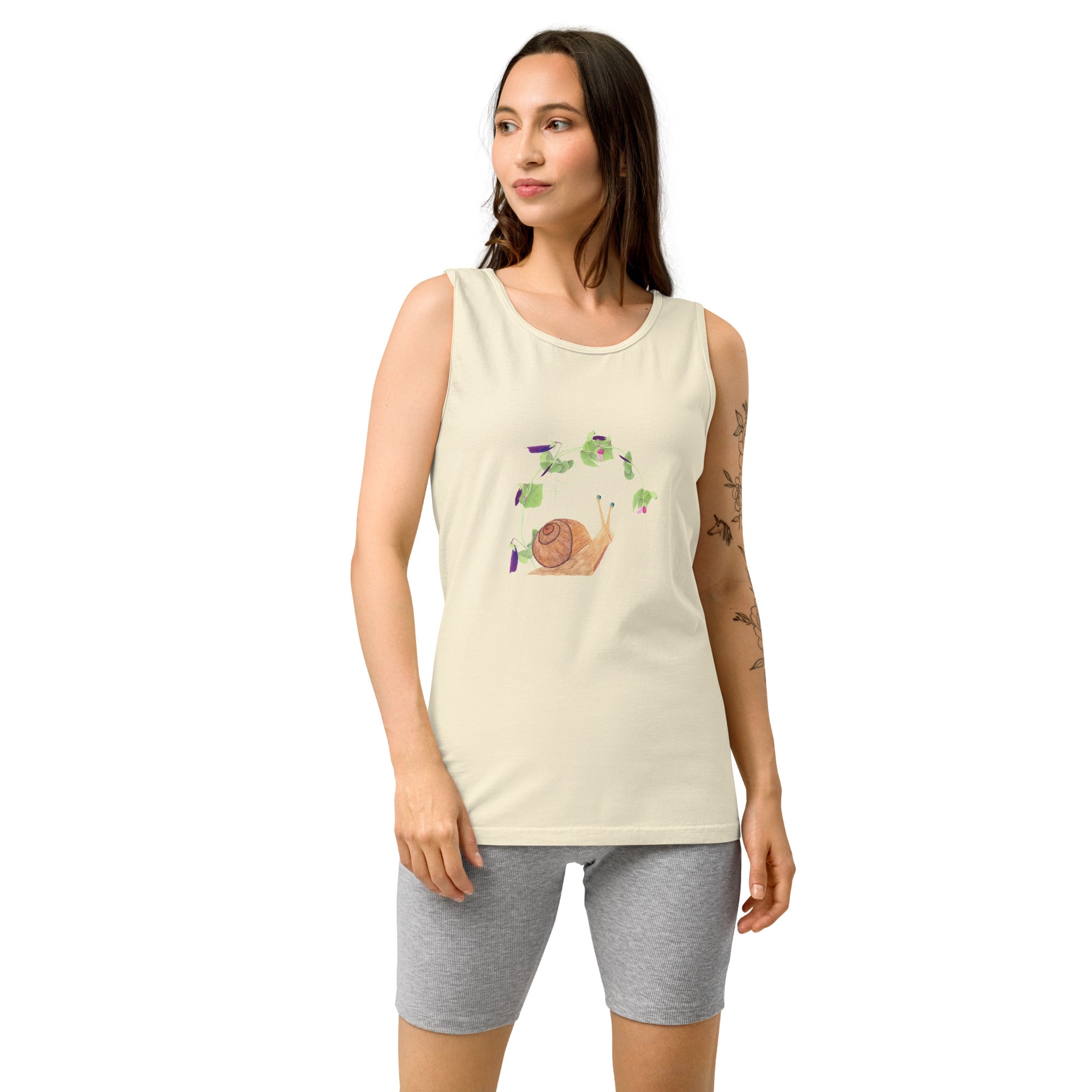 Snail with Sugar Snap Pea Unisex Tank Top - Gardener Shirt