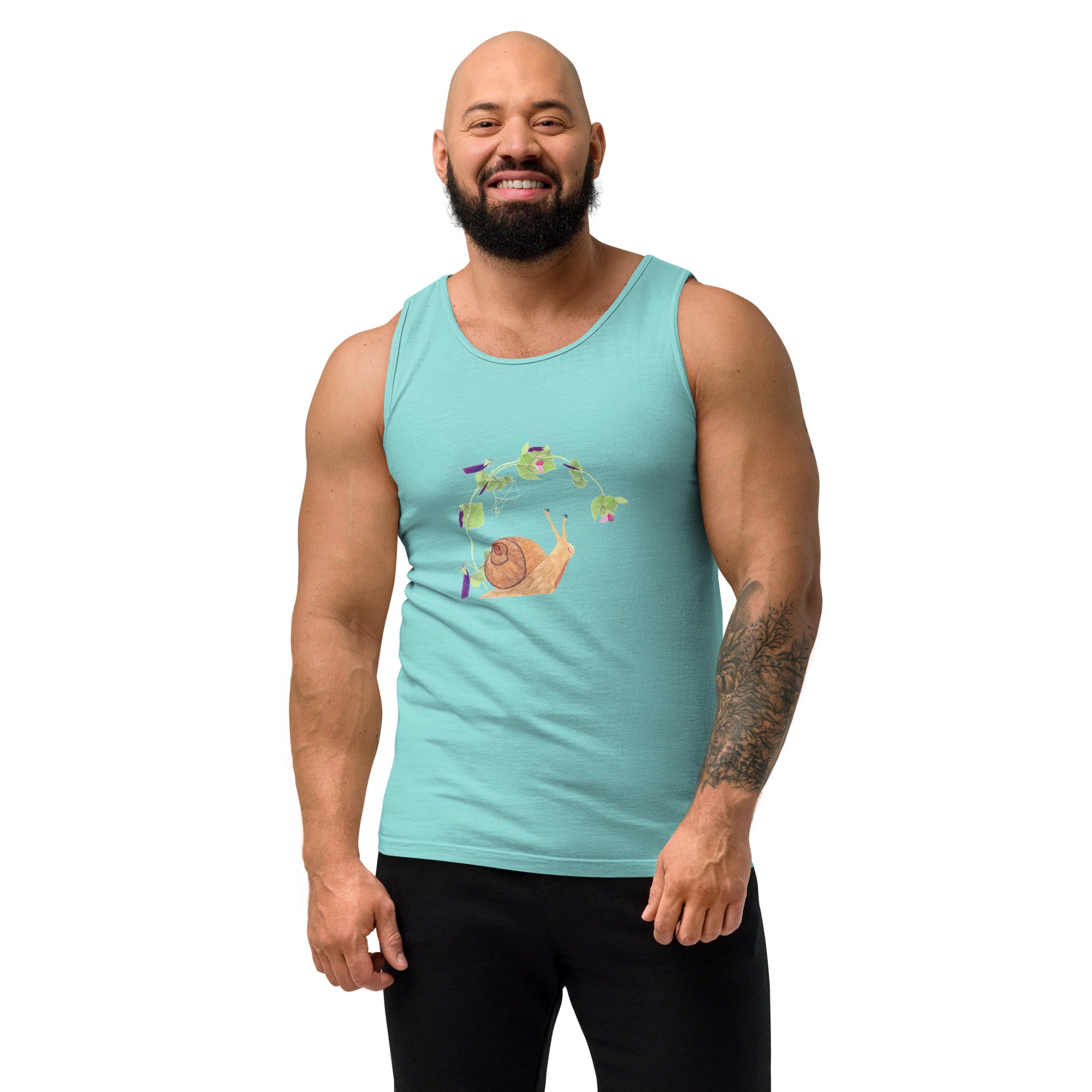 Snail with Sugar Snap Pea Unisex Tank Top - Gardener Shirt