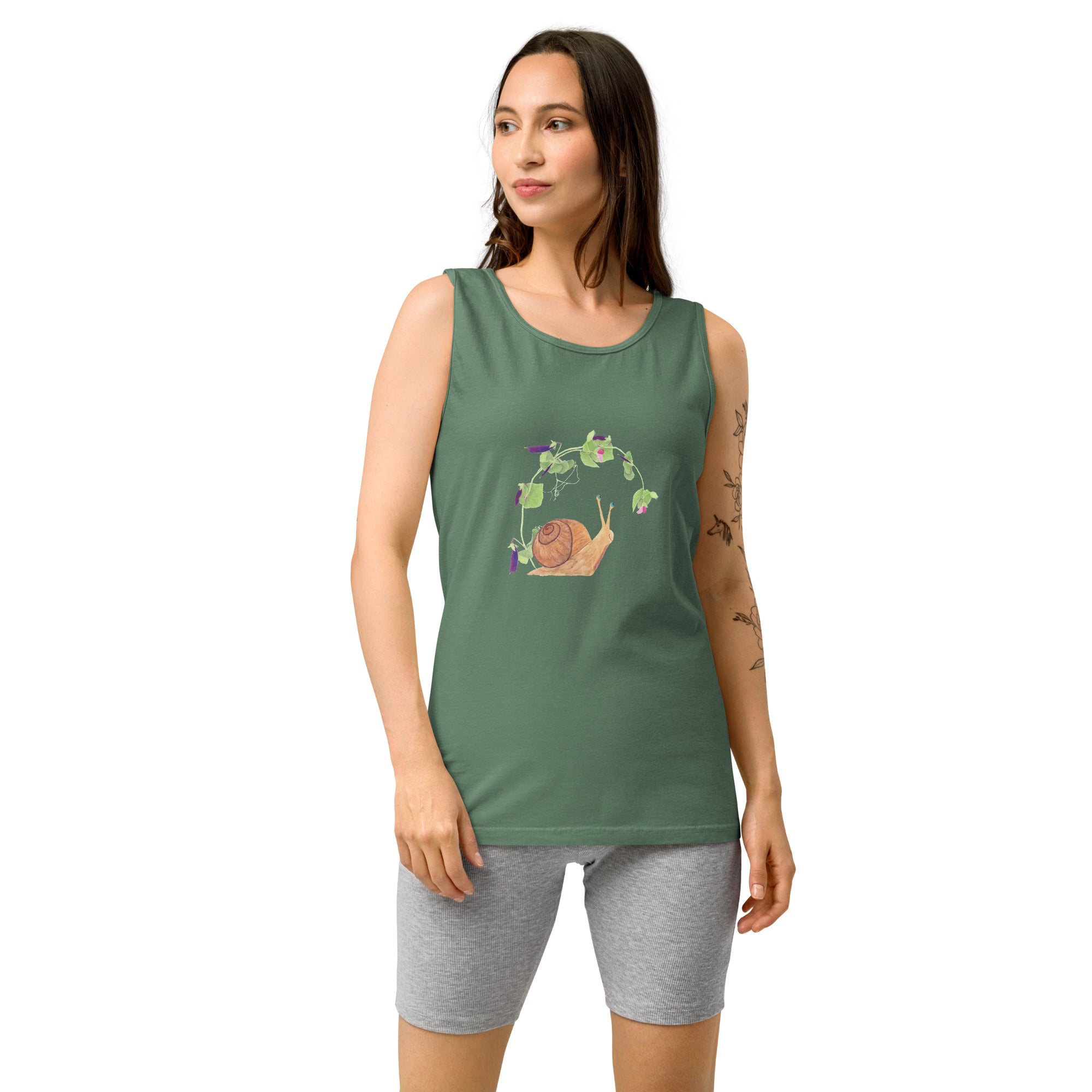 Snail with Sugar Snap Pea Unisex Tank Top - Gardener Shirt