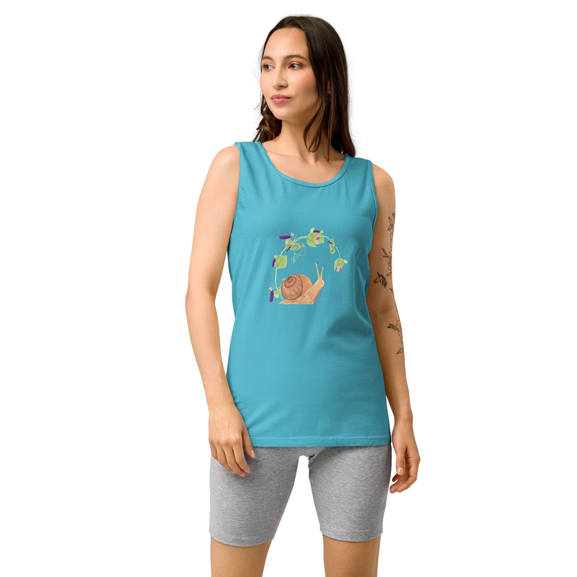 Snail with Sugar Snap Pea Unisex Tank Top - Gardener Shirt