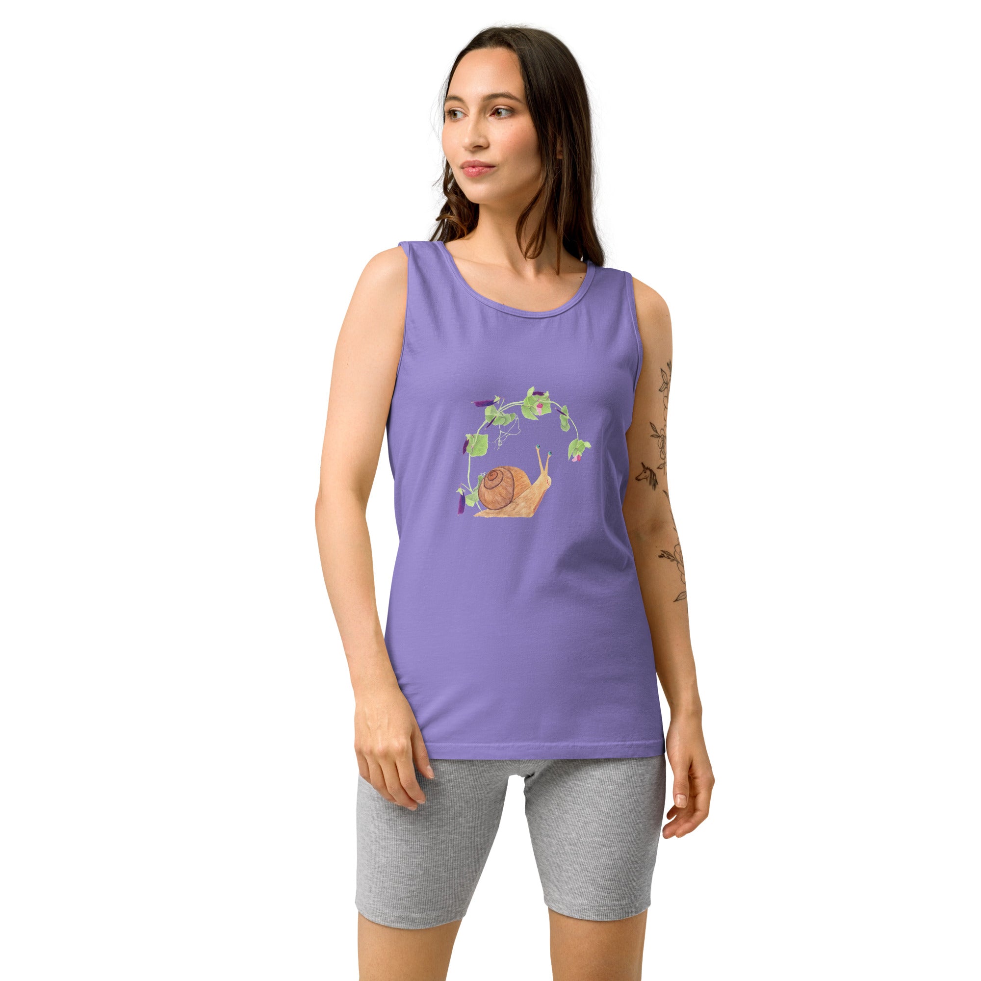 Snail with Sugar Snap Pea Unisex Tank Top - Gardener Shirt