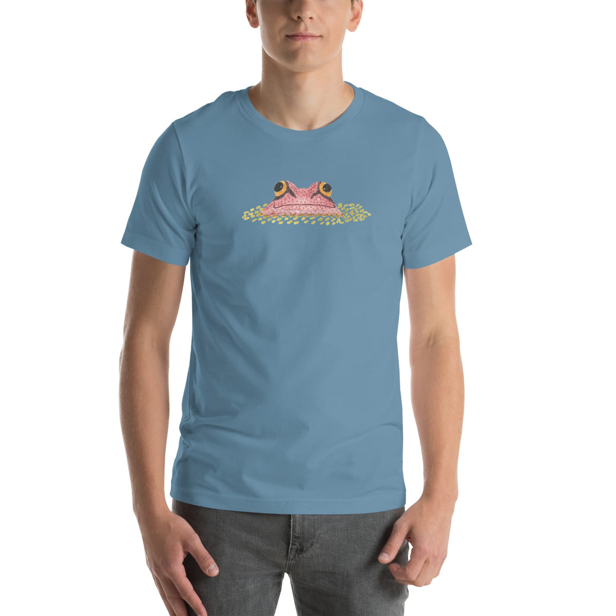 Frog Peeking From Duckweed Unisex T-Shirt: Nature Lover Gift