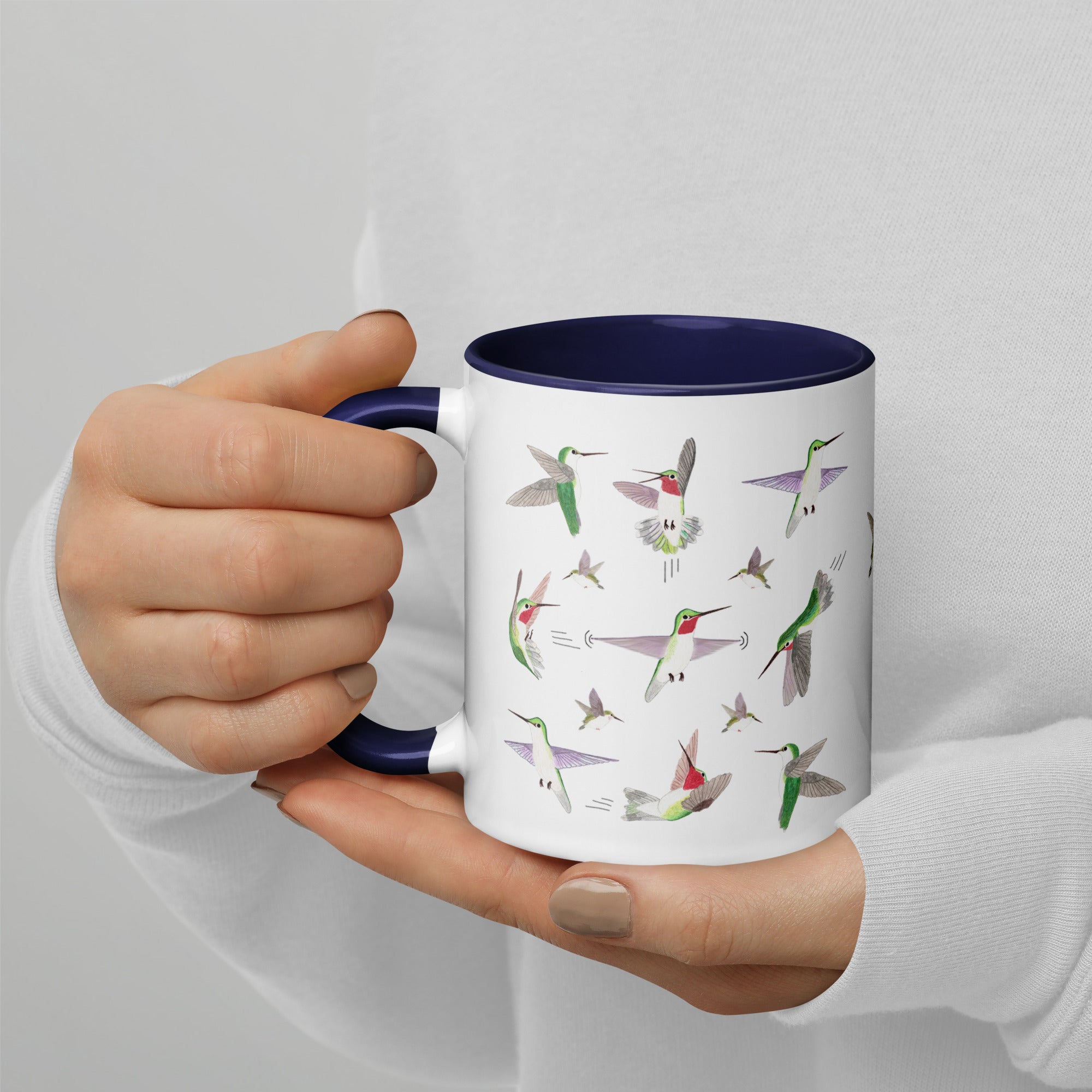 Hummingbird Mug with Color Inside